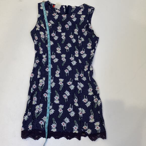 Esprit Sleeveless Mini Slip Dress Floral & Polka Dot Vintage Zipper Sz Sm Navy - Picture 12 of 14